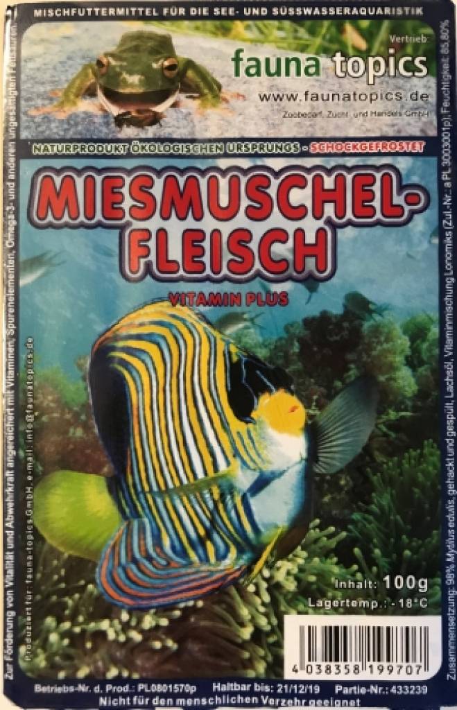 Miesmuschelfleisch, gehackt, gesiebt und gespült - 100g Blister